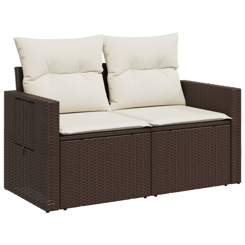 Tuinbank 2-zits met kussens poly rattan bruin is nu te koop bij PeponiXL, paradijselijk wonen!