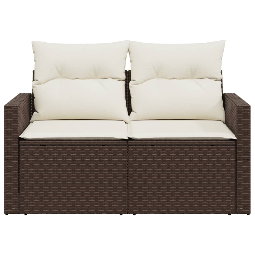 Tuinbank 2-zits met kussens poly rattan bruin is nu te koop bij PeponiXL, paradijselijk wonen!