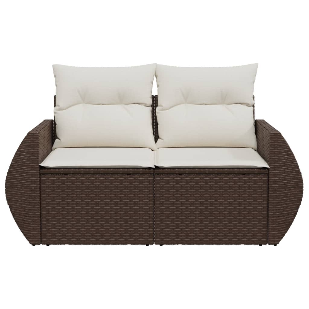 Tuinbank 2-zits met kussens poly rattan bruin is nu te koop bij PeponiXL, paradijselijk wonen!