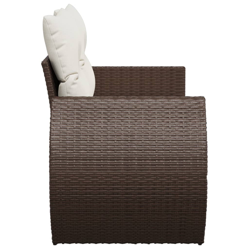 Tuinbank 2-zits met kussens poly rattan bruin is nu te koop bij PeponiXL, paradijselijk wonen!