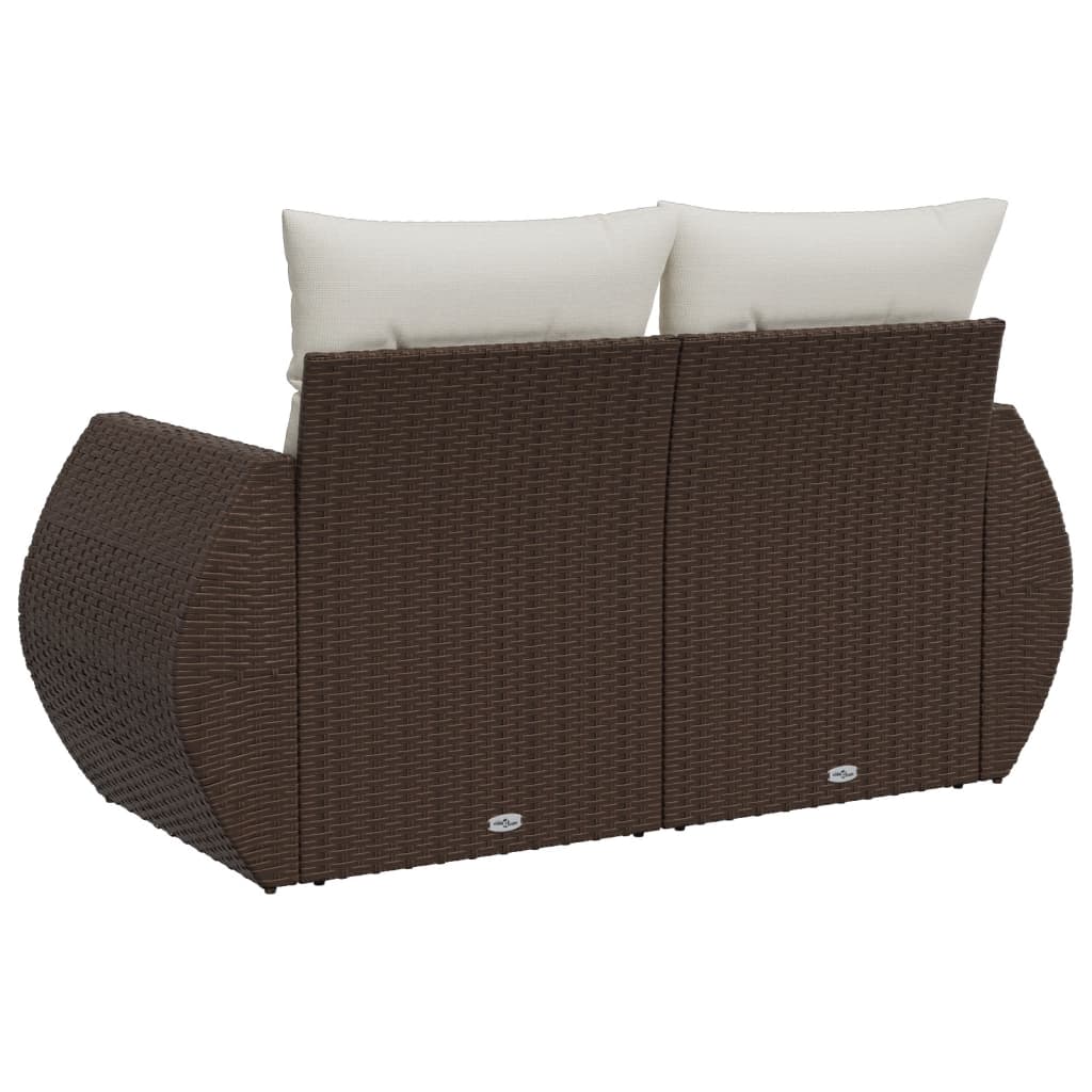 Tuinbank 2-zits met kussens poly rattan bruin is nu te koop bij PeponiXL, paradijselijk wonen!