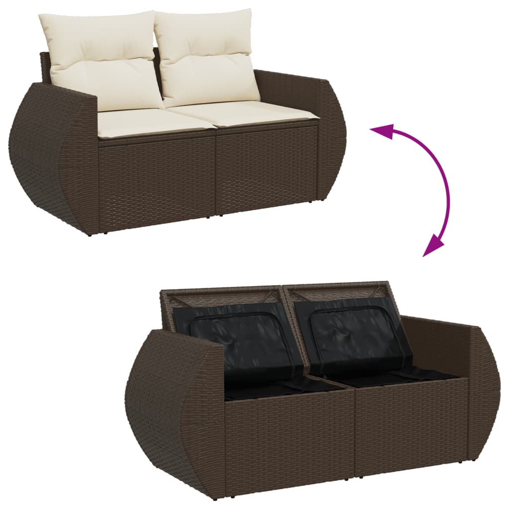 Tuinbank 2-zits met kussens poly rattan bruin is nu te koop bij PeponiXL, paradijselijk wonen!