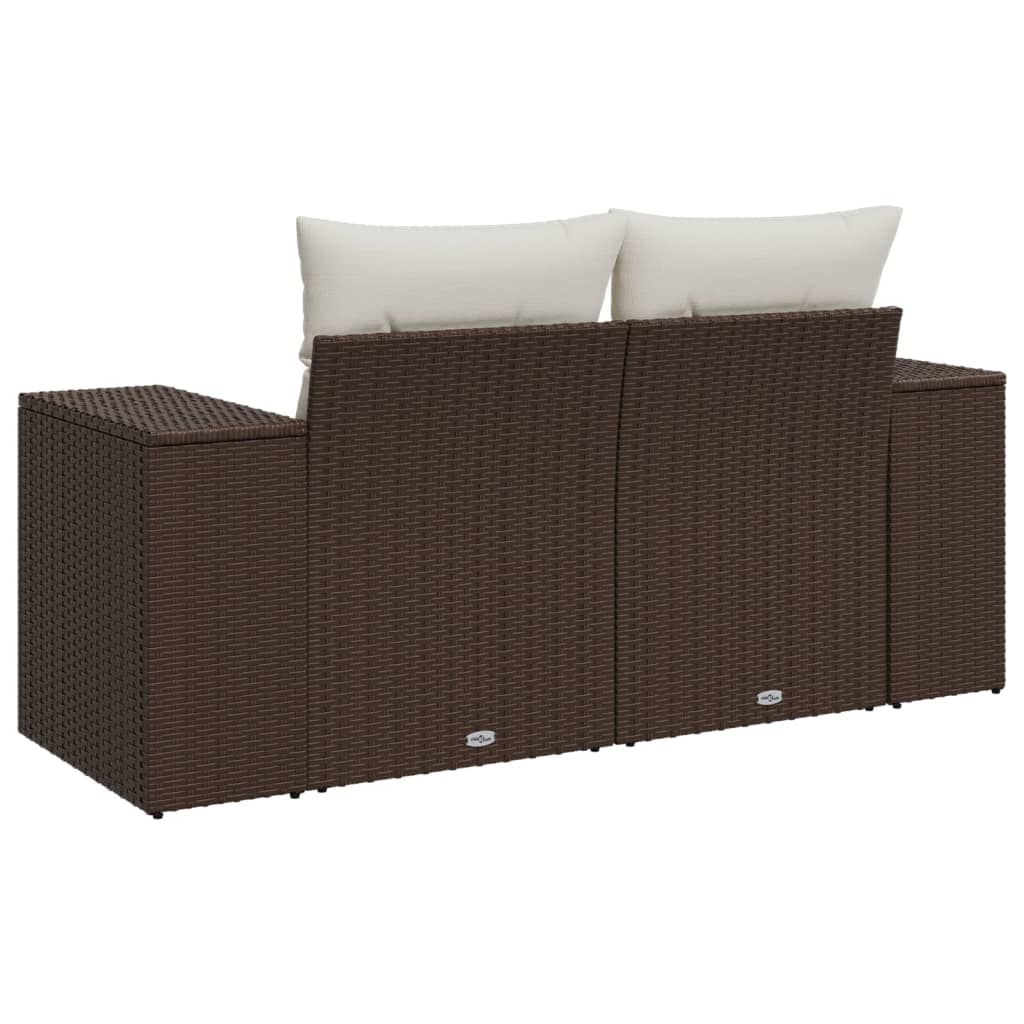 Tuinbank 2-zits met kussens poly rattan bruin is nu te koop bij PeponiXL, paradijselijk wonen!