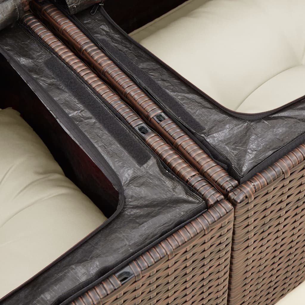 Tuinbank 2-zits met kussens poly rattan bruin is nu te koop bij PeponiXL, paradijselijk wonen!