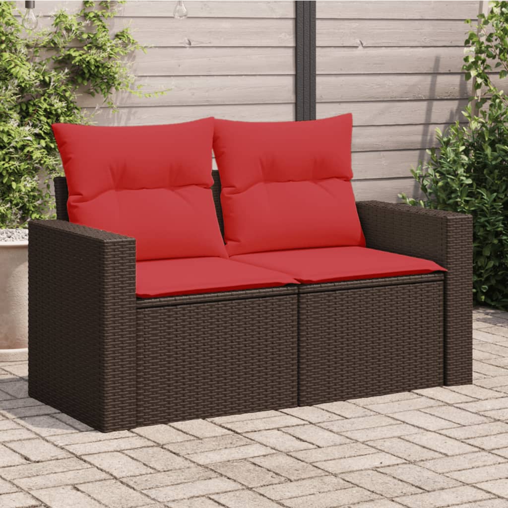 Tuinbank met kussens 2-zits poly rattan bruin is nu te koop bij PeponiXL, paradijselijk wonen!