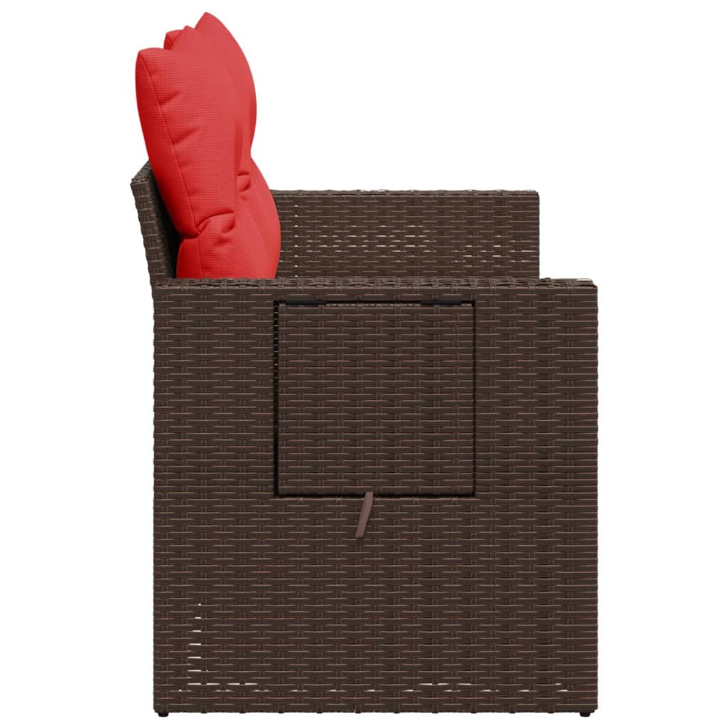 Tuinbank met kussens 2-zits poly rattan bruin is nu te koop bij PeponiXL, paradijselijk wonen!