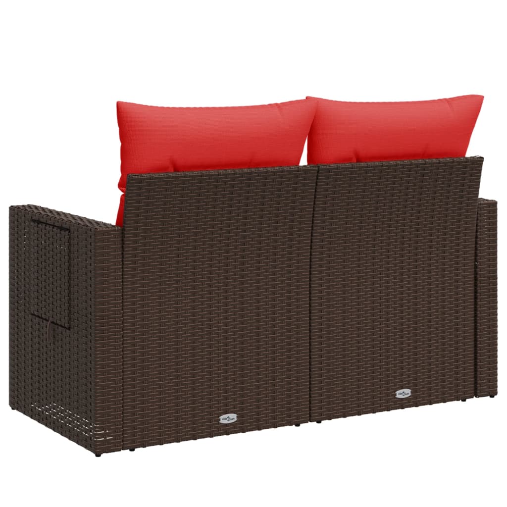 Tuinbank met kussens 2-zits poly rattan bruin is nu te koop bij PeponiXL, paradijselijk wonen!