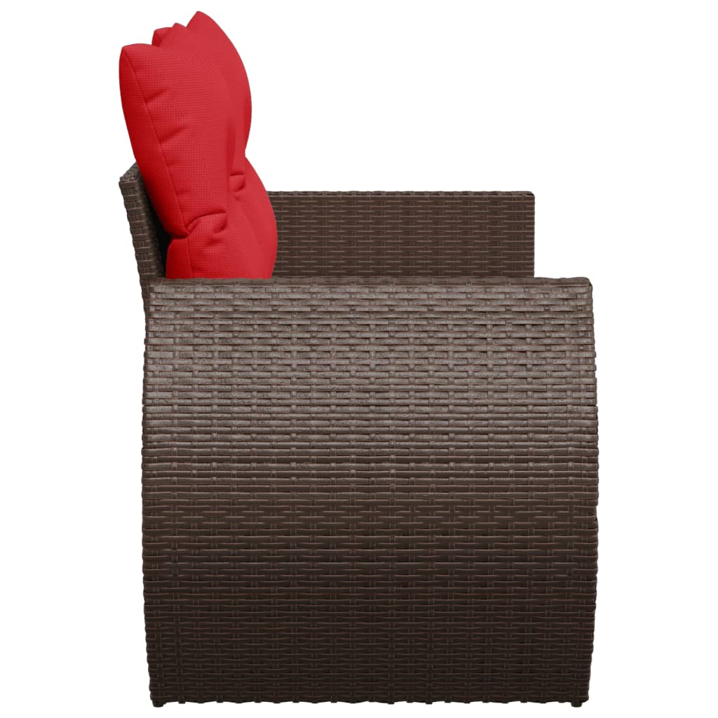 Tuinbank met kussens 2-zits poly rattan bruin is nu te koop bij PeponiXL, paradijselijk wonen!