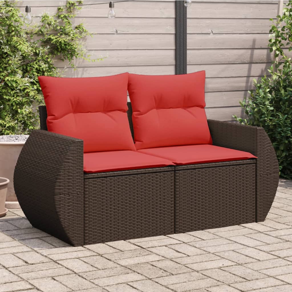 Tuinbank met kussens 2-zits poly rattan bruin is nu te koop bij PeponiXL, paradijselijk wonen!