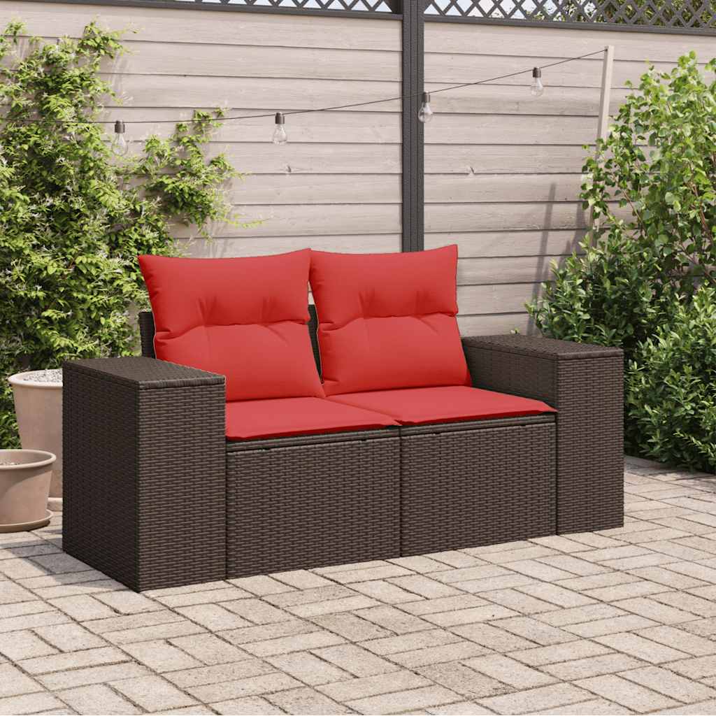 Tuinbank met kussens 2-zits poly rattan bruin is nu te koop bij PeponiXL, paradijselijk wonen!