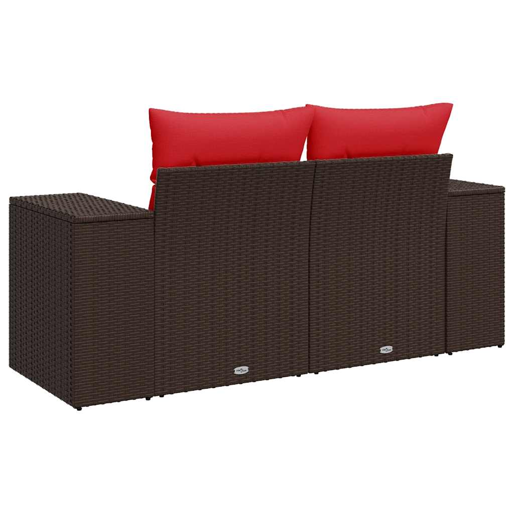 Tuinbank met kussens 2-zits poly rattan bruin is nu te koop bij PeponiXL, paradijselijk wonen!