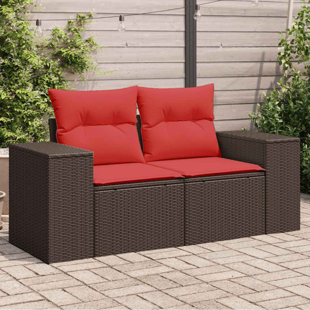Tuinbank met kussens 2-zits poly rattan bruin is nu te koop bij PeponiXL, paradijselijk wonen!