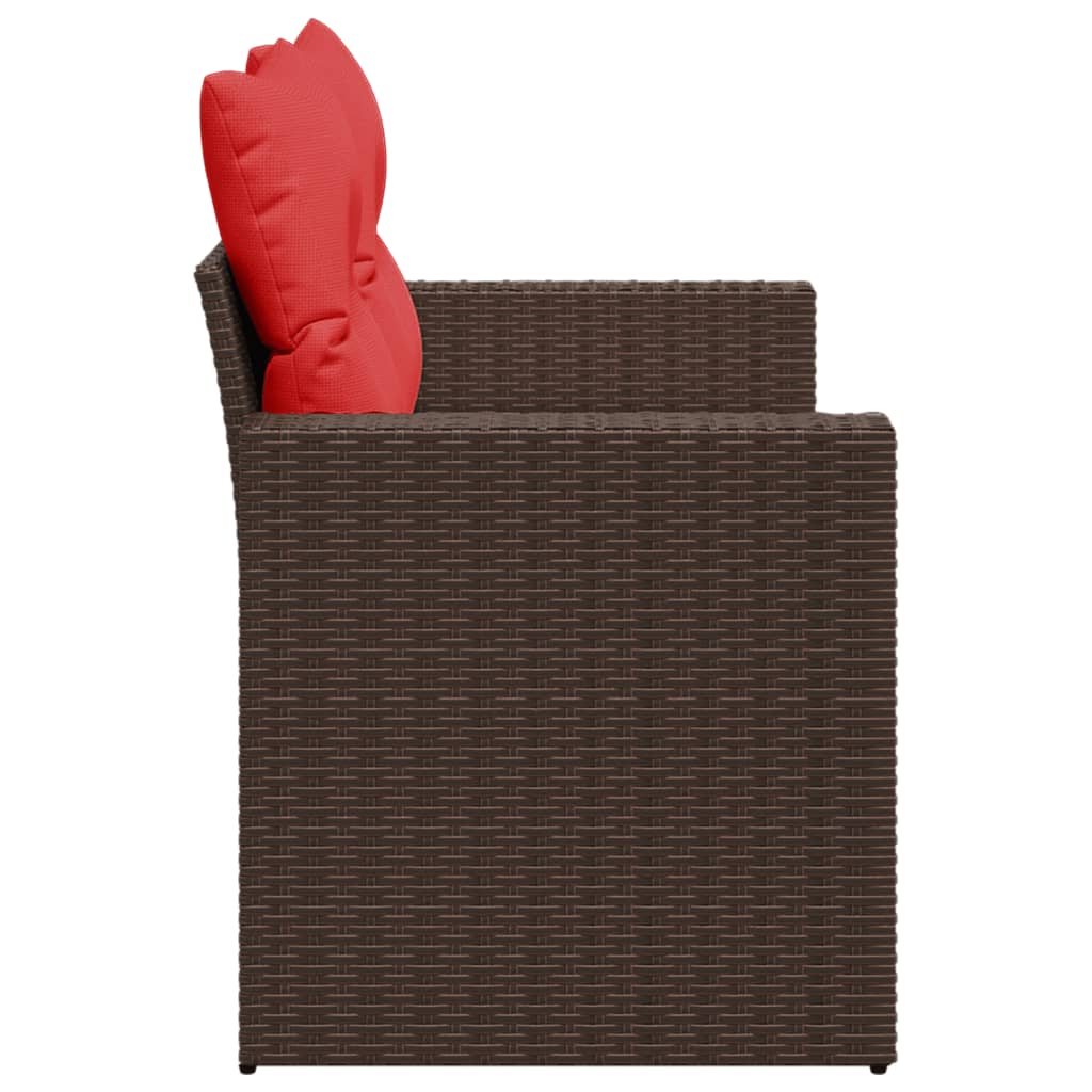 Tuinbank met kussens 2-zits poly rattan bruin is nu te koop bij PeponiXL, paradijselijk wonen!