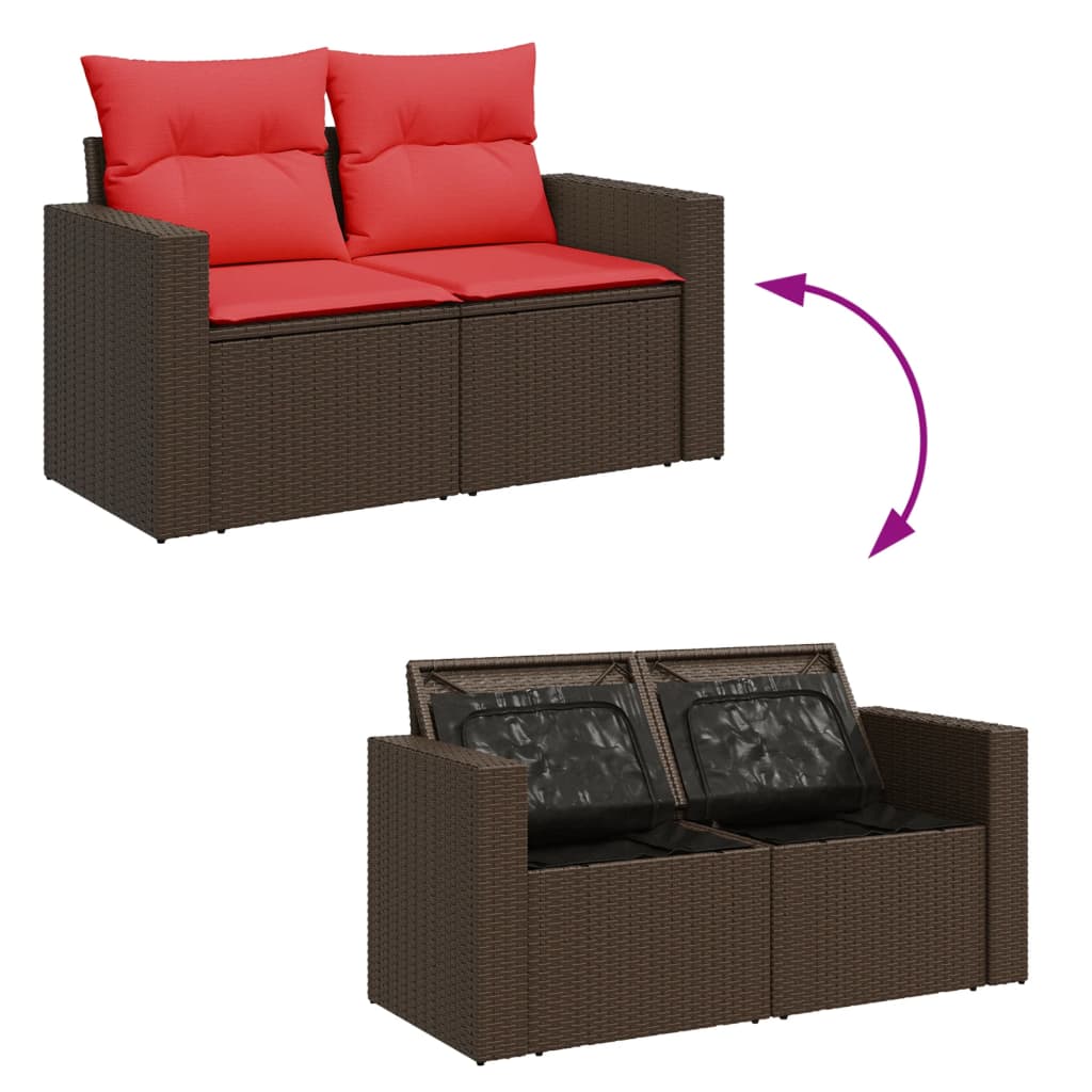 Tuinbank met kussens 2-zits poly rattan bruin is nu te koop bij PeponiXL, paradijselijk wonen!