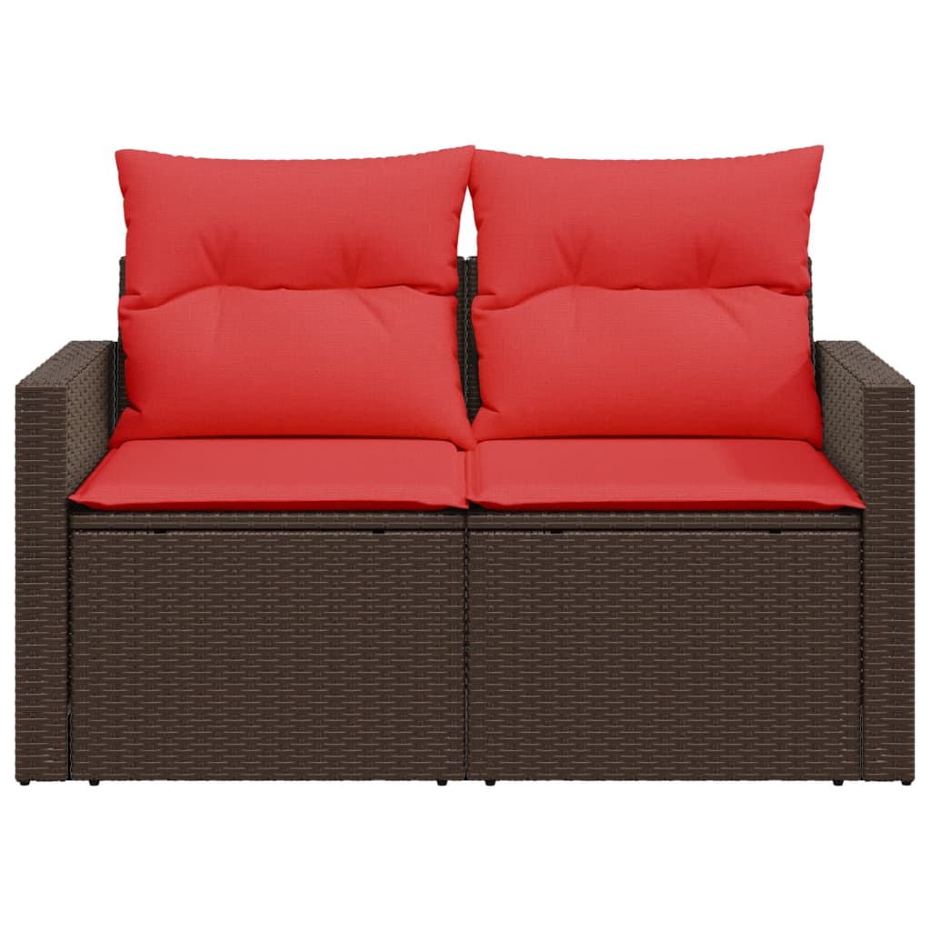 Tuinbank met kussens 2-zits poly rattan bruin is nu te koop bij PeponiXL, paradijselijk wonen!