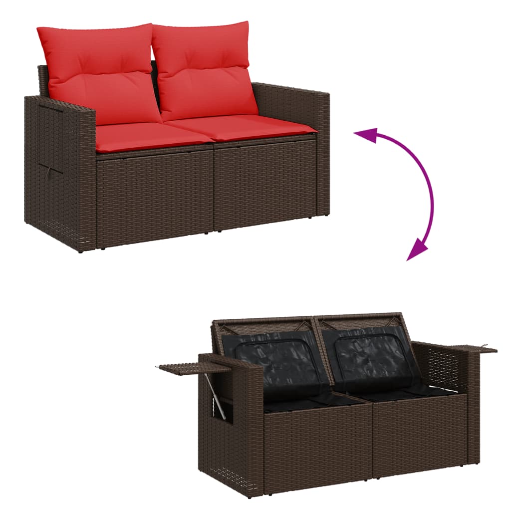 Tuinbank met kussens 2-zits poly rattan bruin is nu te koop bij PeponiXL, paradijselijk wonen!
