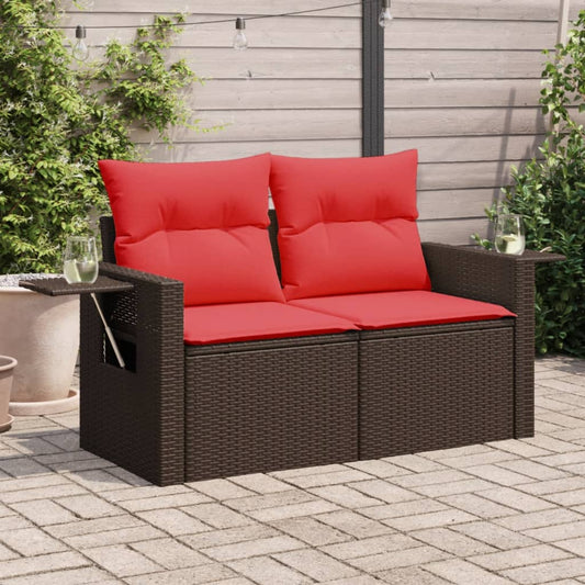 Tuinbank met kussens 2-zits poly rattan bruin is nu te koop bij PeponiXL, paradijselijk wonen!