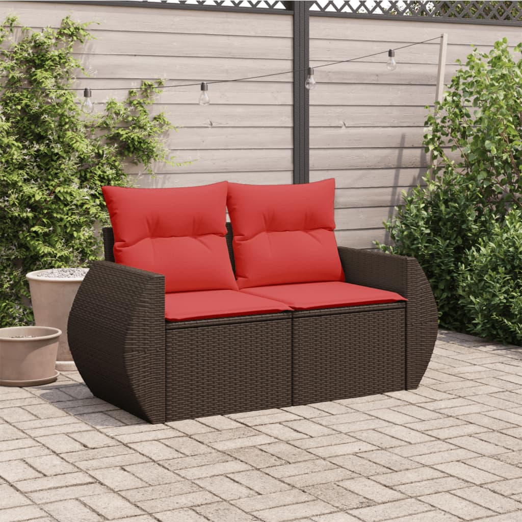 Tuinbank met kussens 2-zits poly rattan bruin is nu te koop bij PeponiXL, paradijselijk wonen!