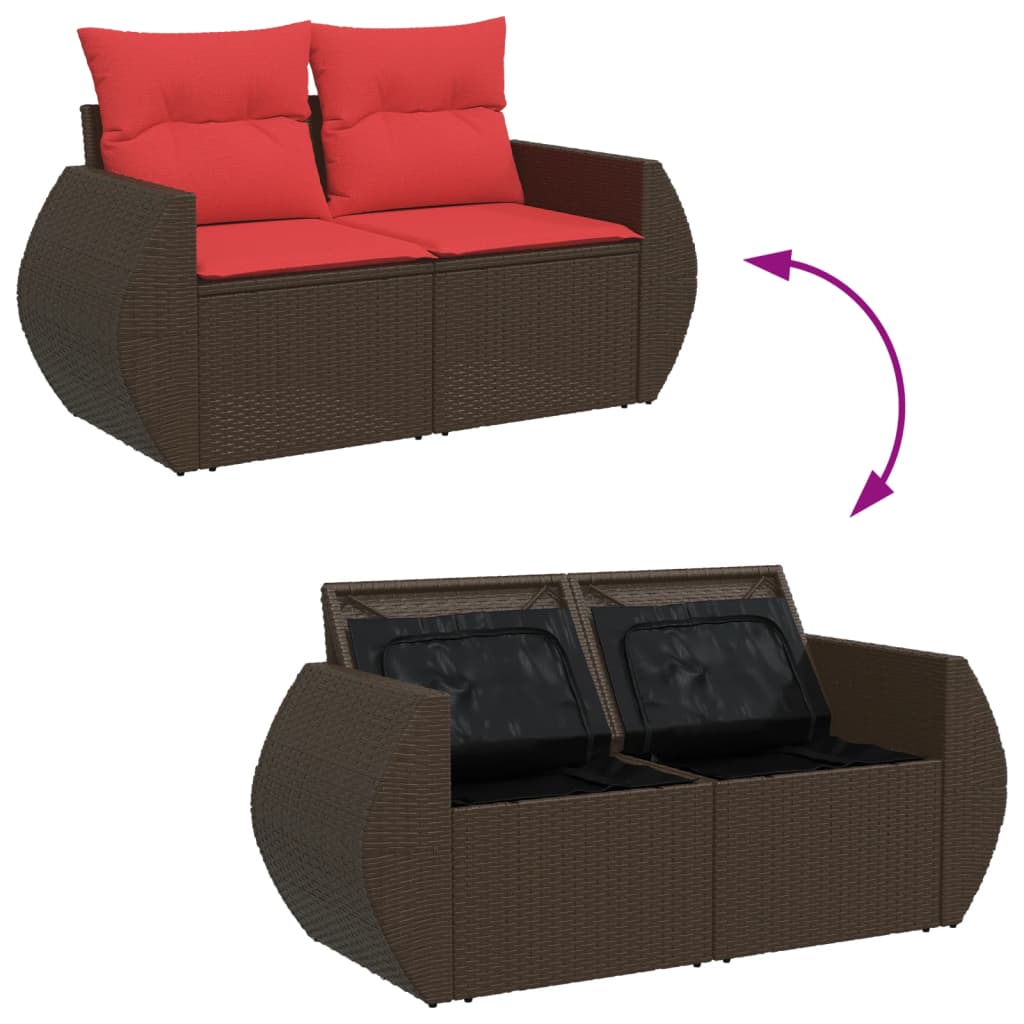 Tuinbank met kussens 2-zits poly rattan bruin is nu te koop bij PeponiXL, paradijselijk wonen!