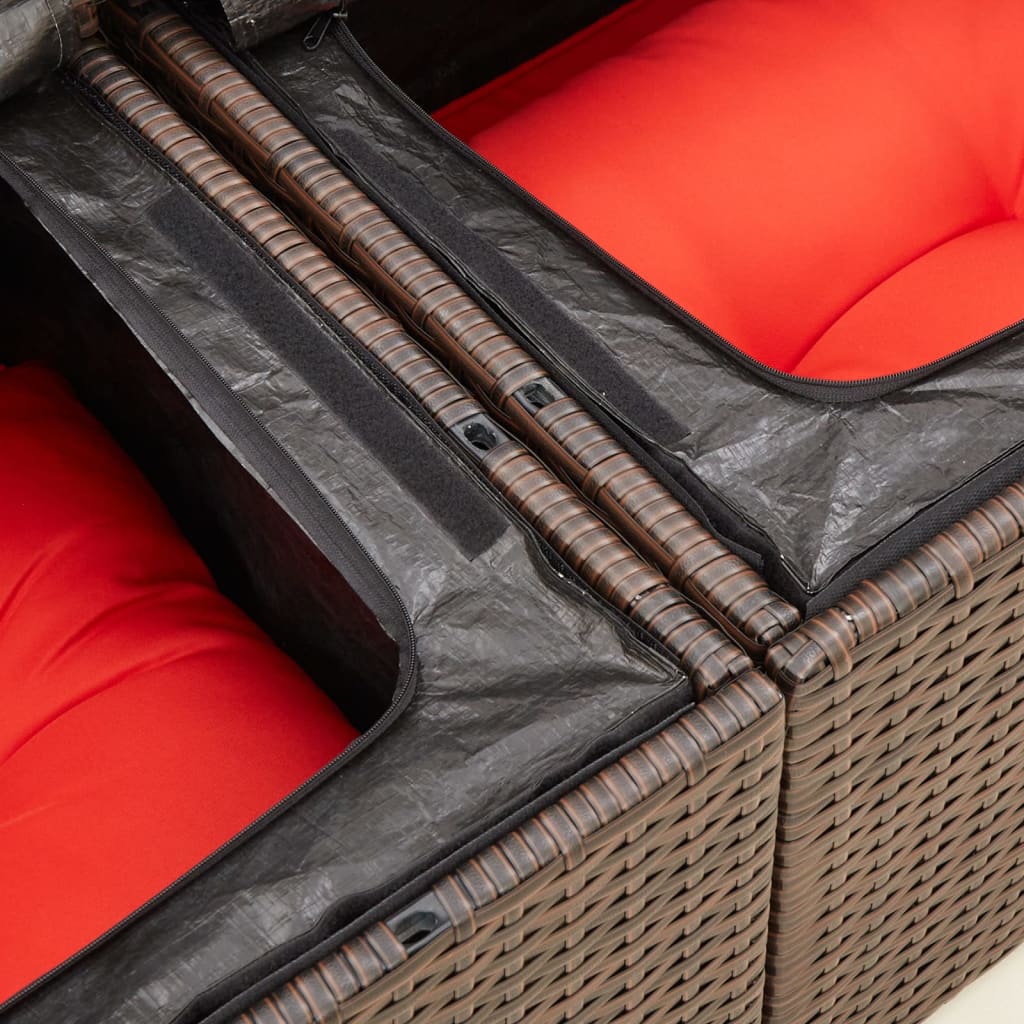 Tuinbank met kussens 2-zits poly rattan bruin is nu te koop bij PeponiXL, paradijselijk wonen!