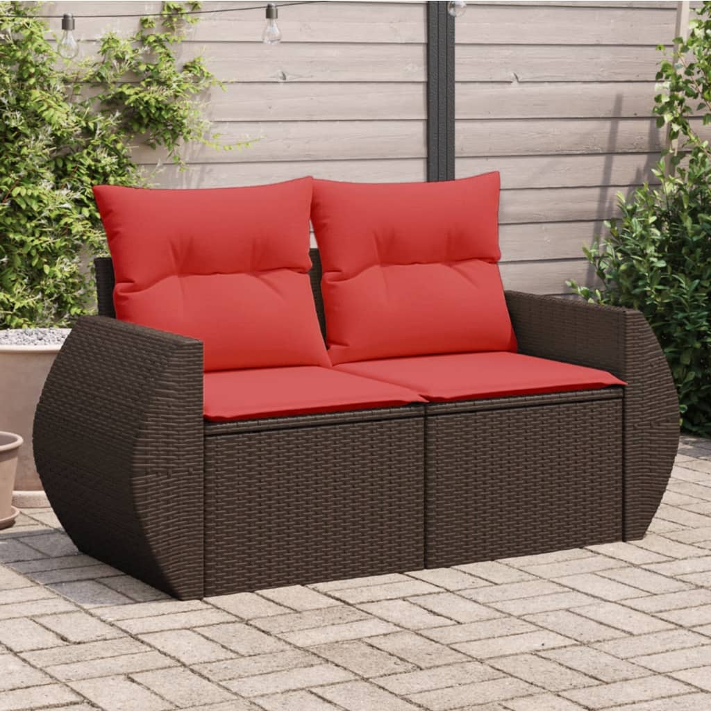 Tuinbank met kussens 2-zits poly rattan bruin is nu te koop bij PeponiXL, paradijselijk wonen!