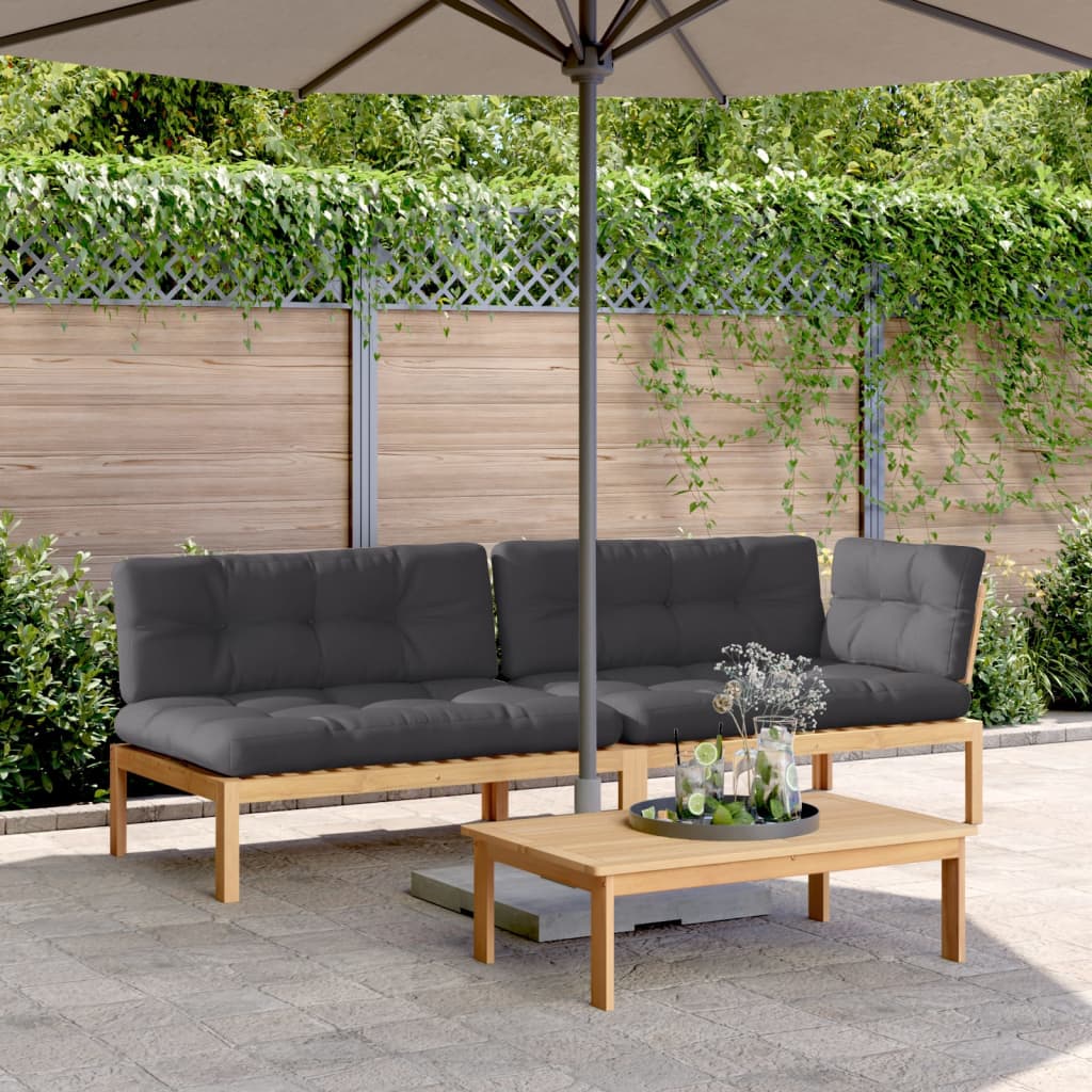 3-delige Loungeset pallet met kussens massief acaciahout is nu te koop bij PeponiXL, paradijselijk wonen!