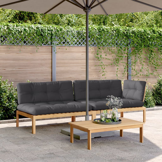 3-delige Loungeset pallet met kussens massief acaciahout is nu te koop bij PeponiXL, paradijselijk wonen!