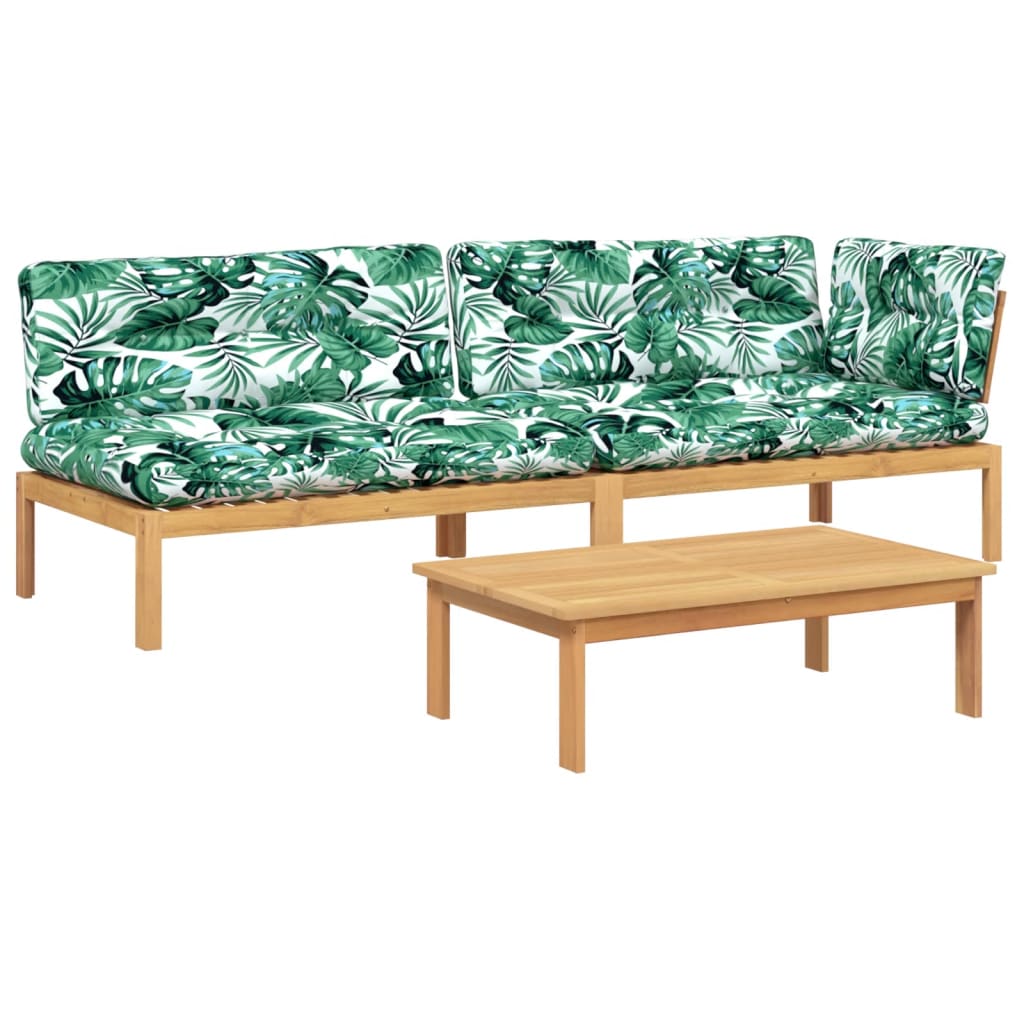 3-delige Loungeset pallet met kussens massief acaciahout is nu te koop bij PeponiXL, paradijselijk wonen!