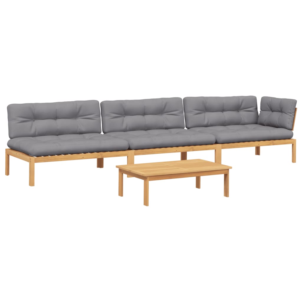 4-delige Loungeset pallet met kussens massief acaciahout is nu te koop bij PeponiXL, paradijselijk wonen!