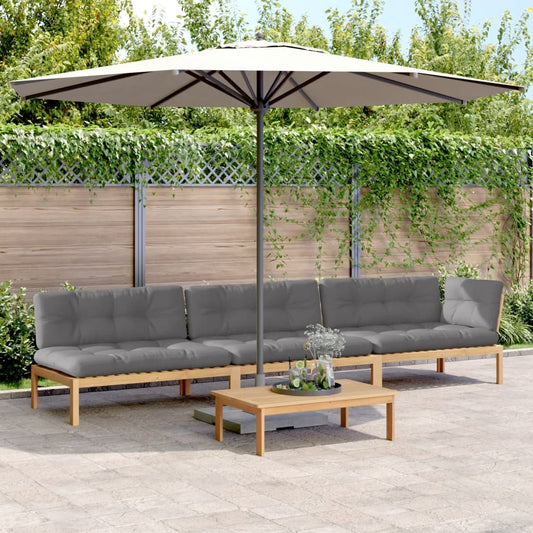 4-delige Loungeset pallet met kussens massief acaciahout is nu te koop bij PeponiXL, paradijselijk wonen!