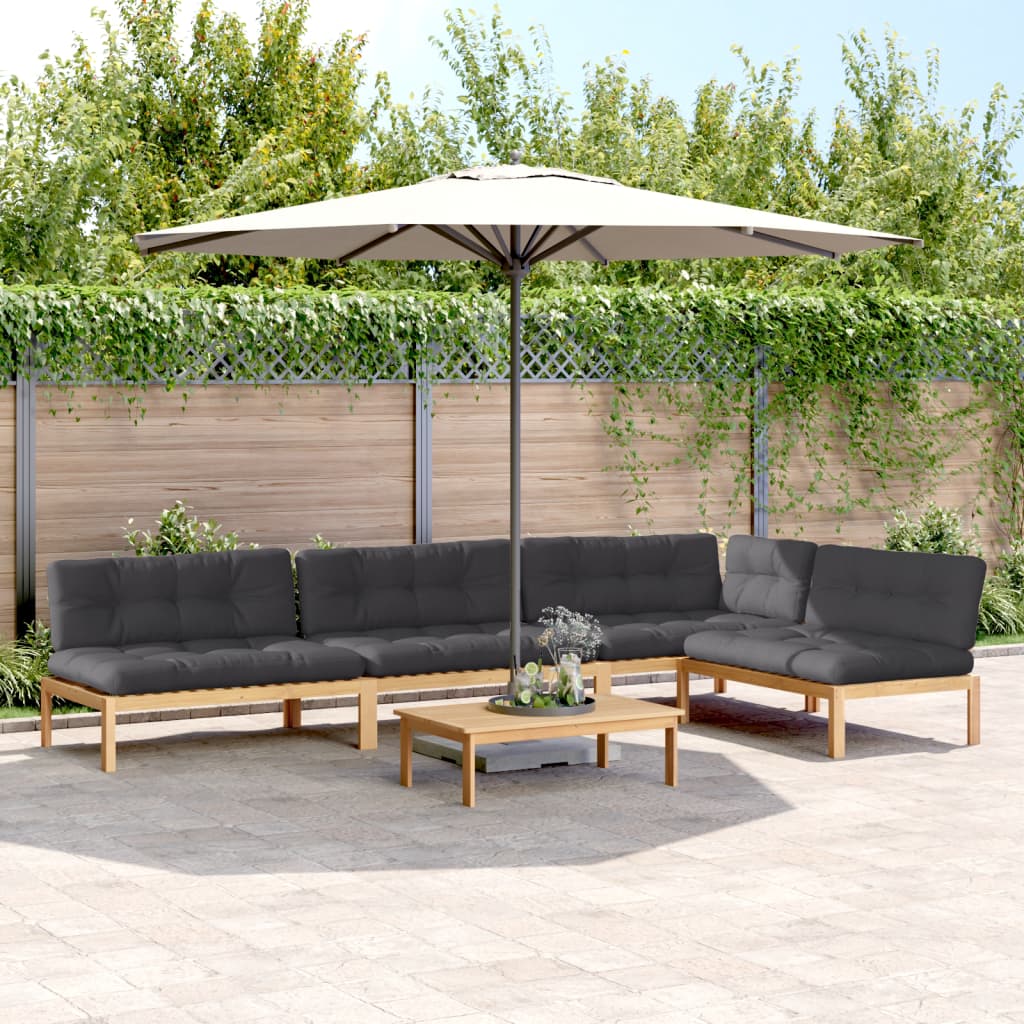 5-delige Loungeset pallet met kussens massief acaciahout is nu te koop bij PeponiXL, paradijselijk wonen!