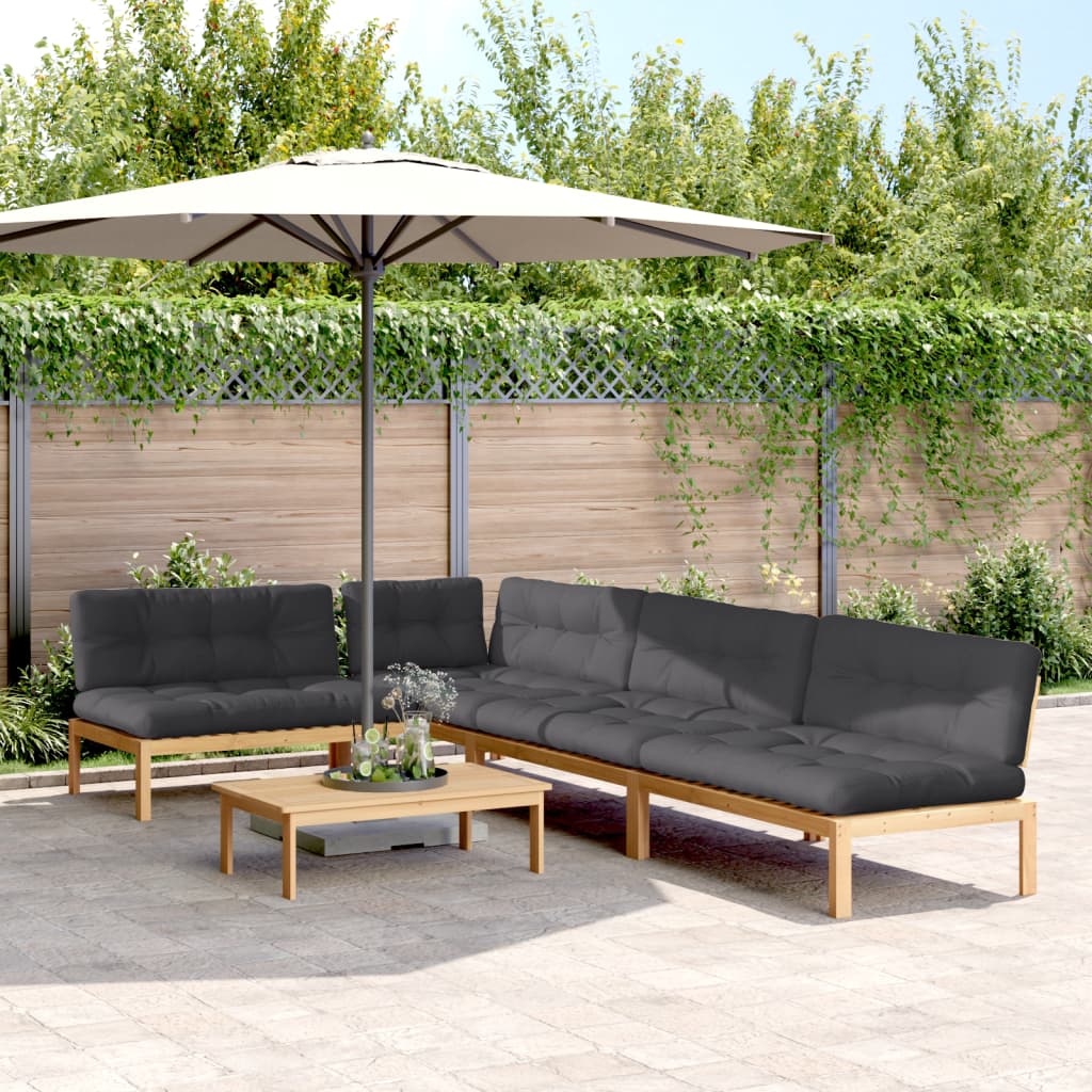 5-delige Loungeset pallet met kussens massief acaciahout is nu te koop bij PeponiXL, paradijselijk wonen!