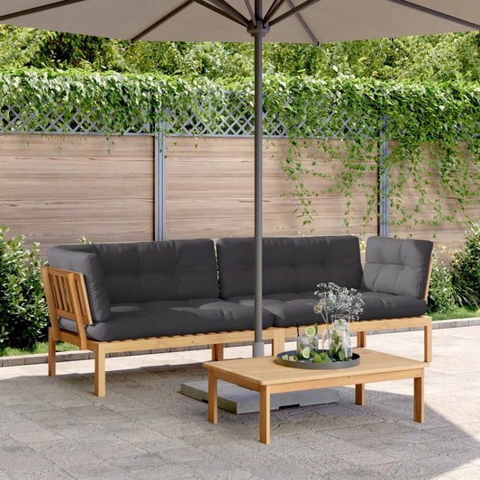 Tuinhoekbanken 2 st pallet met kussens massief acaciahout is nu te koop bij PeponiXL, paradijselijk wonen!