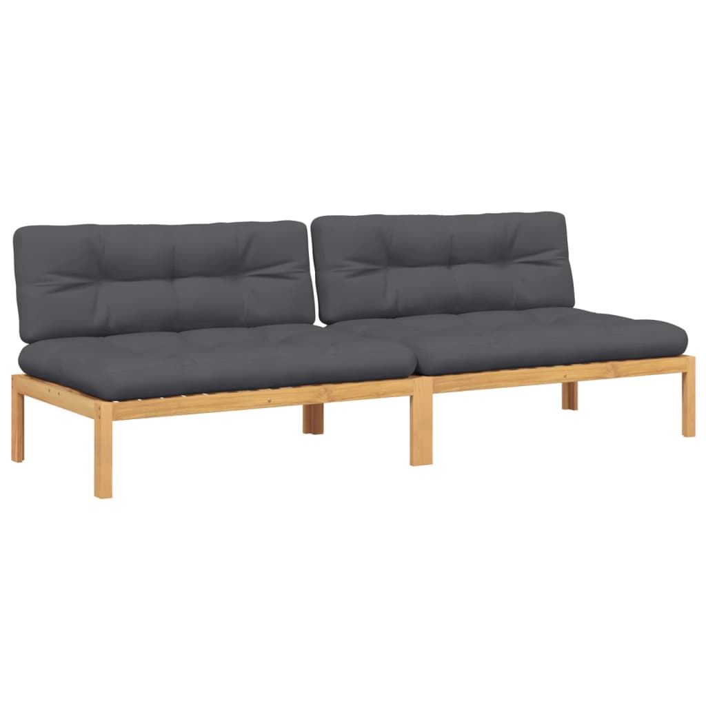 Tuinmiddenbanken 2 st pallet met kussens massief acaciahout is nu te koop bij PeponiXL, paradijselijk wonen!
