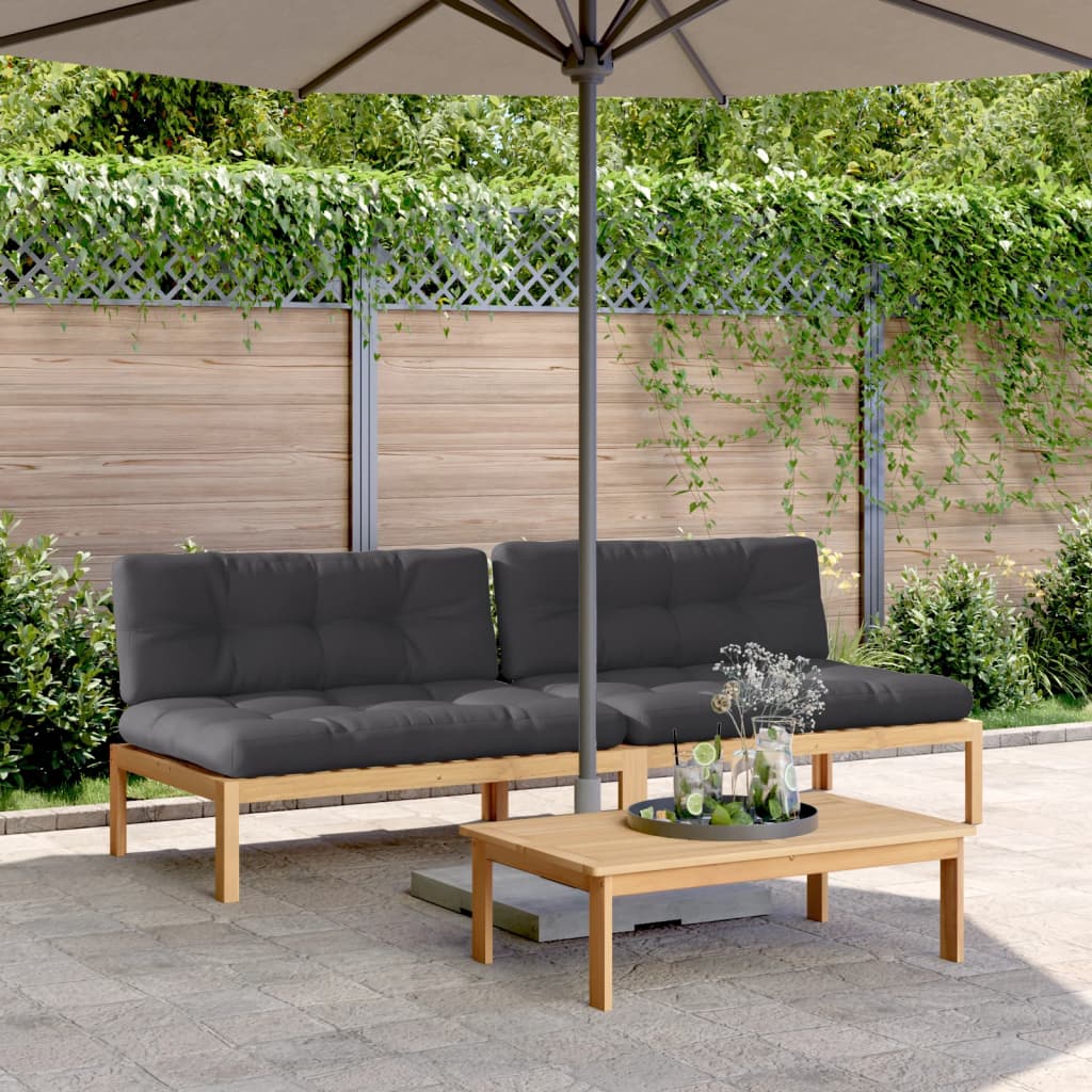 Tuinmiddenbanken 2 st pallet met kussens massief acaciahout is nu te koop bij PeponiXL, paradijselijk wonen!