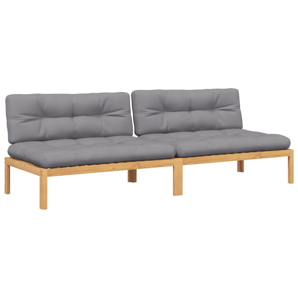 Tuinmiddenbanken 2 st pallet met kussens massief acaciahout is nu te koop bij PeponiXL, paradijselijk wonen!