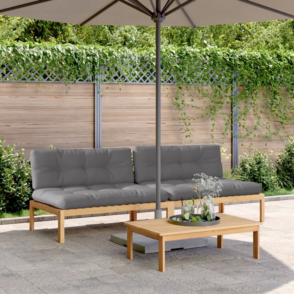 Tuinmiddenbanken 2 st pallet met kussens massief acaciahout is nu te koop bij PeponiXL, paradijselijk wonen!