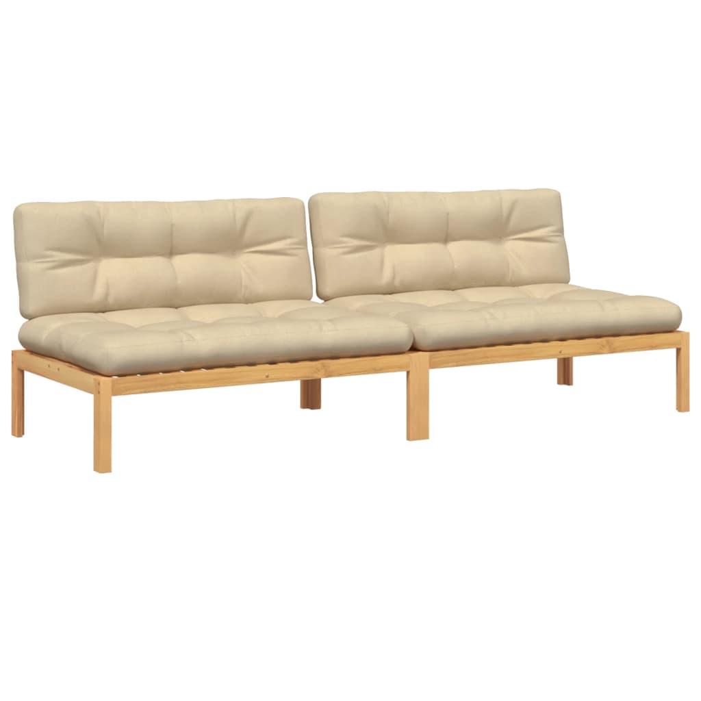 Tuinmiddenbanken 2 st pallet met kussens massief acaciahout is nu te koop bij PeponiXL, paradijselijk wonen!