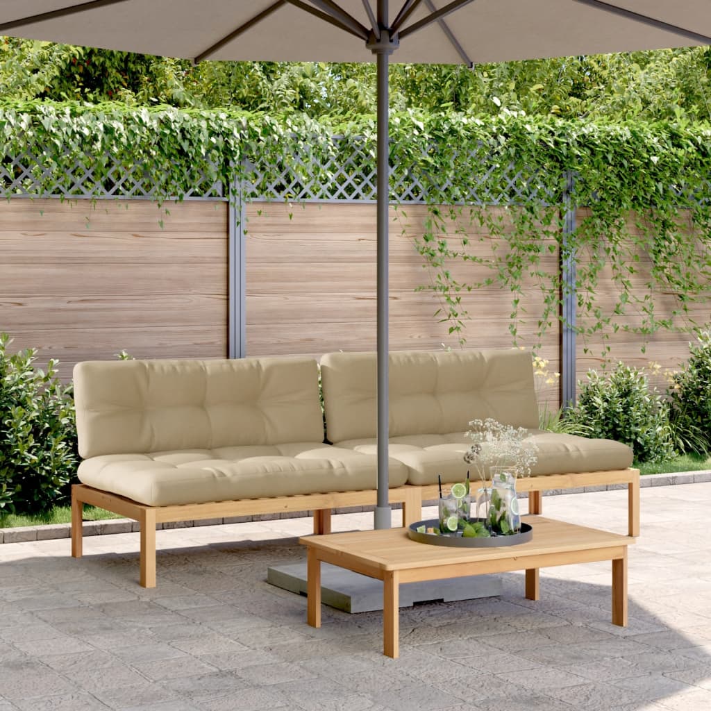 Tuinmiddenbanken 2 st pallet met kussens massief acaciahout is nu te koop bij PeponiXL, paradijselijk wonen!
