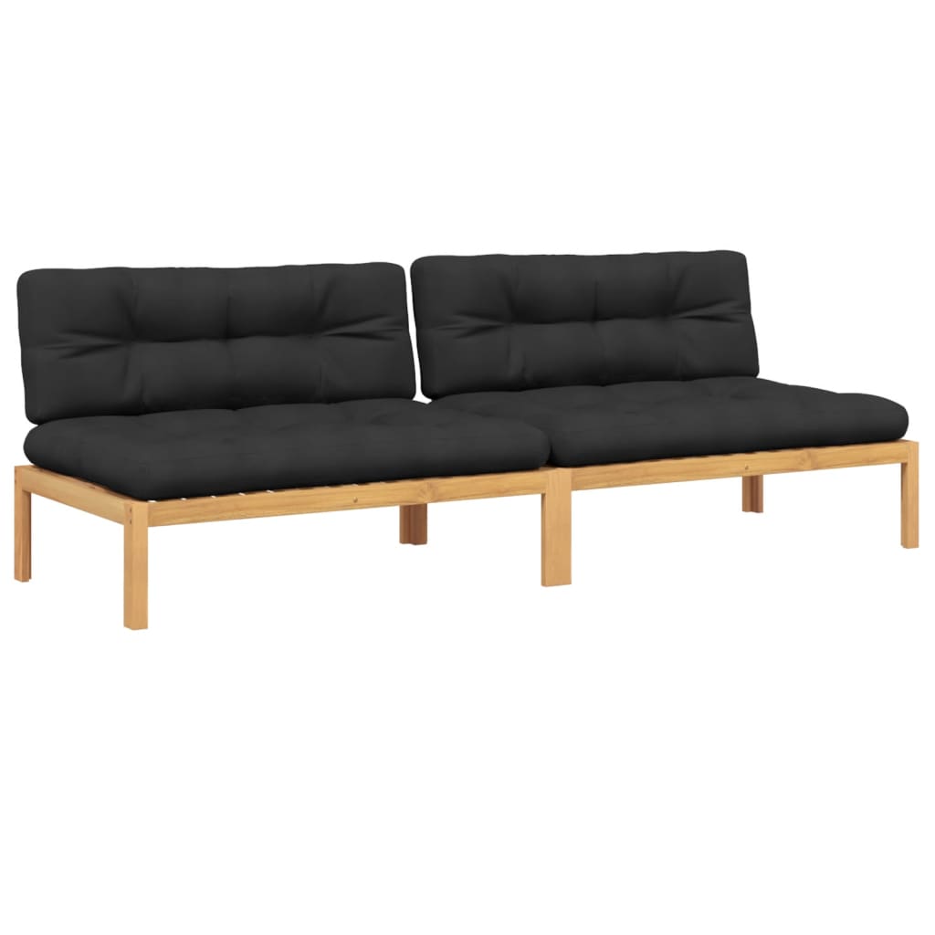 Tuinmiddenbanken 2 st pallet met kussens massief acaciahout is nu te koop bij PeponiXL, paradijselijk wonen!