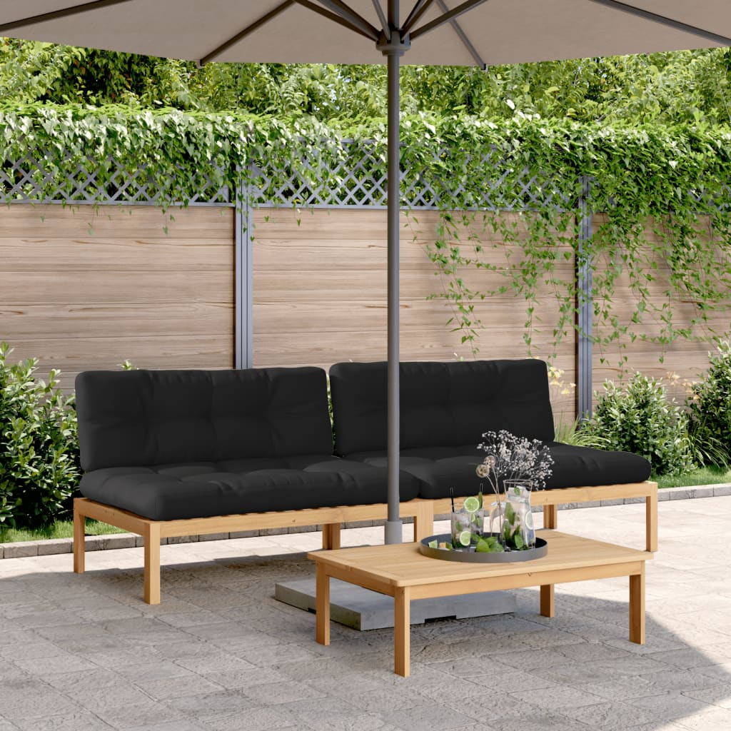 Tuinmiddenbanken 2 st pallet met kussens massief acaciahout is nu te koop bij PeponiXL, paradijselijk wonen!