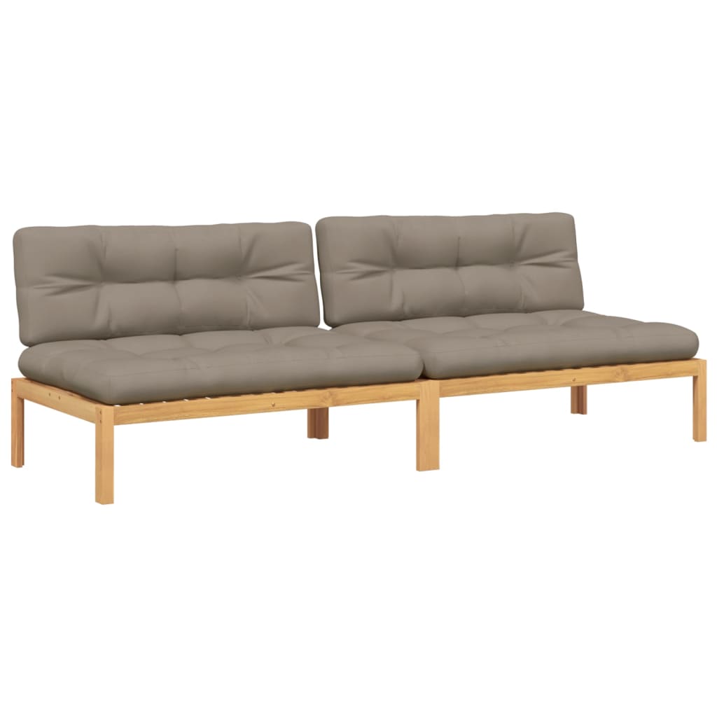 Tuinmiddenbanken 2 st pallet met kussens massief acaciahout is nu te koop bij PeponiXL, paradijselijk wonen!