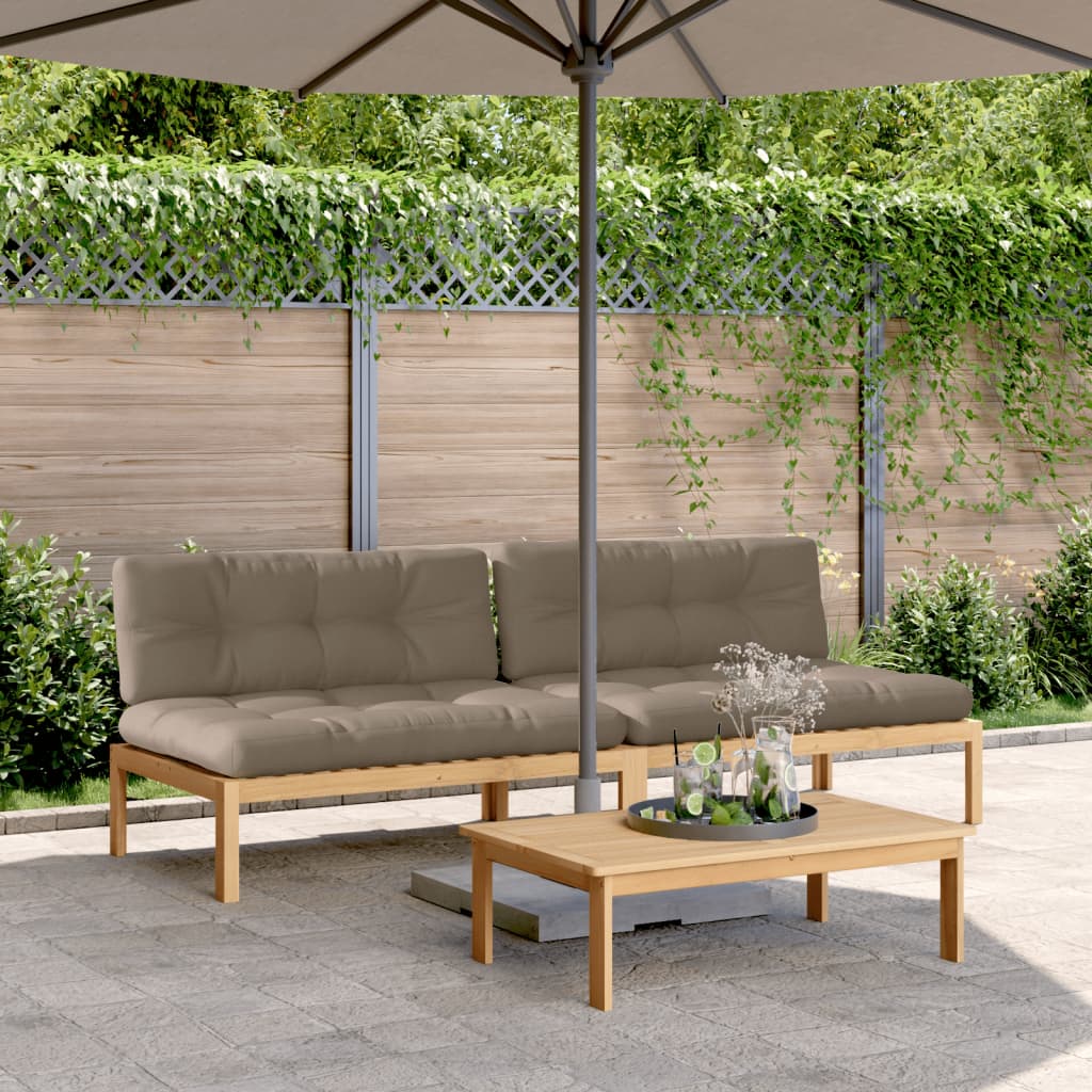 Tuinmiddenbanken 2 st pallet met kussens massief acaciahout is nu te koop bij PeponiXL, paradijselijk wonen!