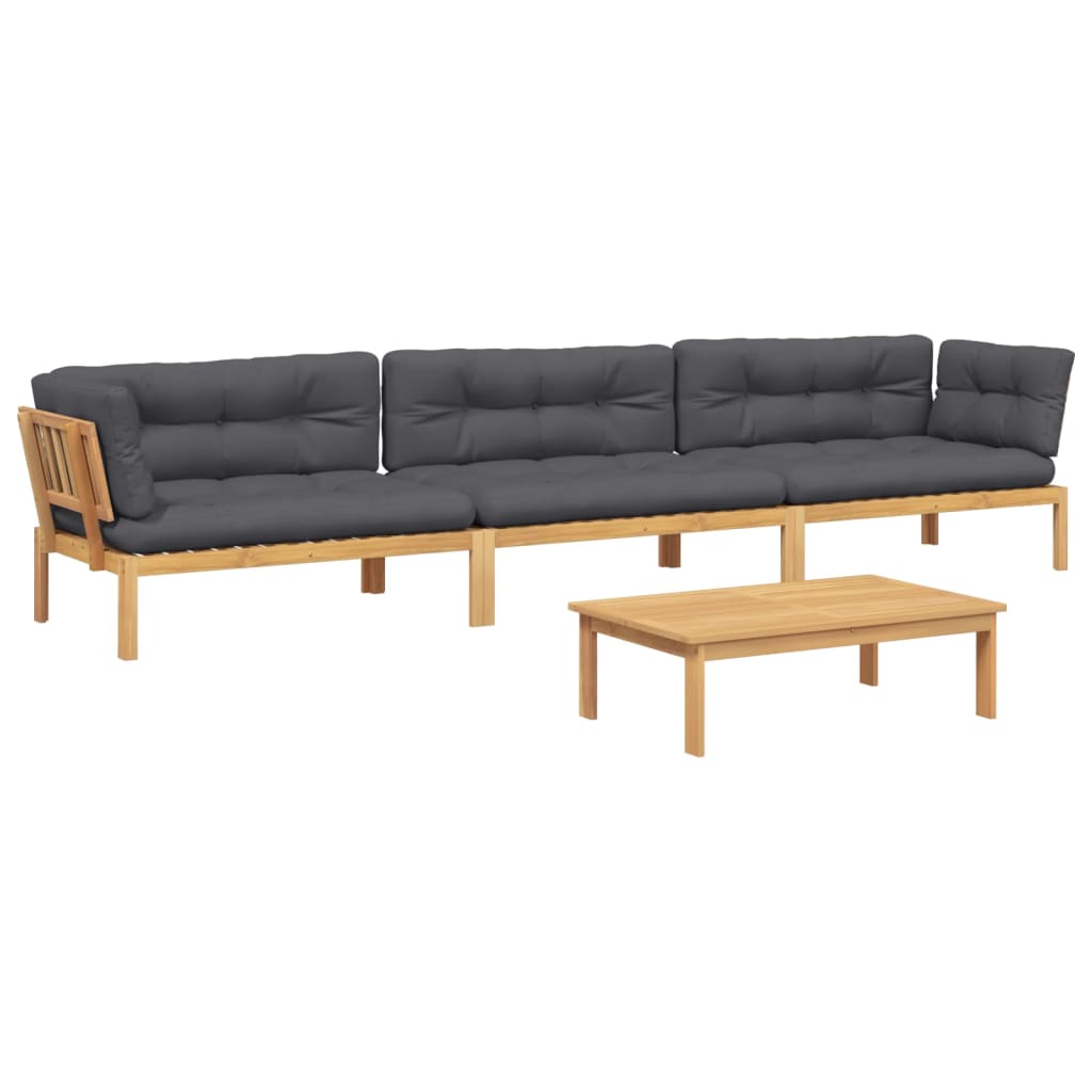 4-delige Loungeset pallet met kussens massief acaciahout is nu te koop bij PeponiXL, paradijselijk wonen!