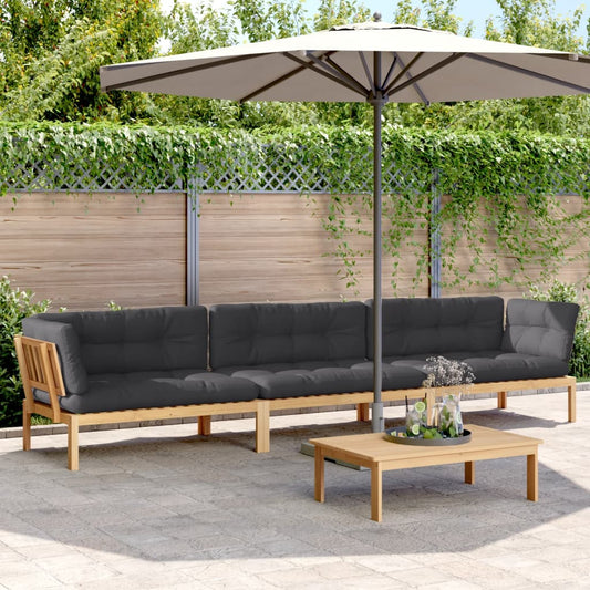 4-delige Loungeset pallet met kussens massief acaciahout is nu te koop bij PeponiXL, paradijselijk wonen!