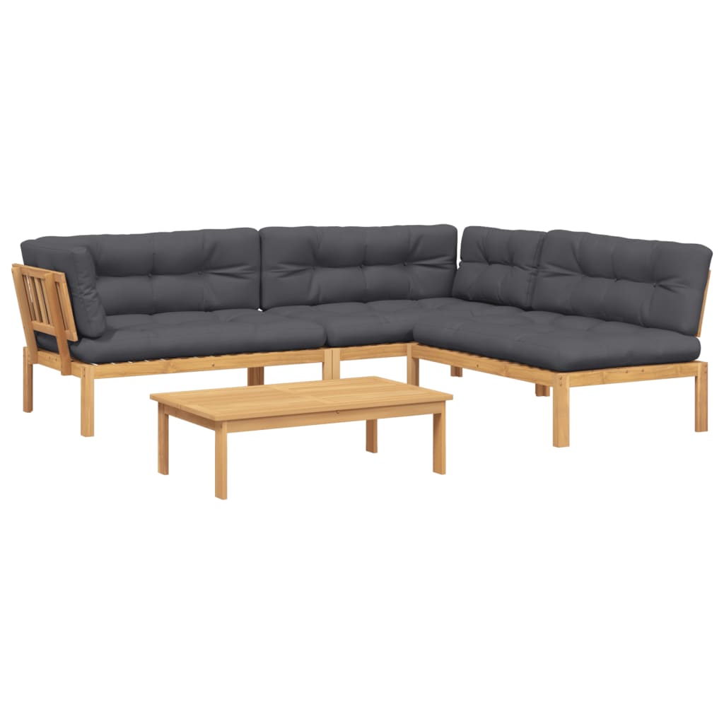 4-delige Loungeset pallet met kussens massief acaciahout is nu te koop bij PeponiXL, paradijselijk wonen!
