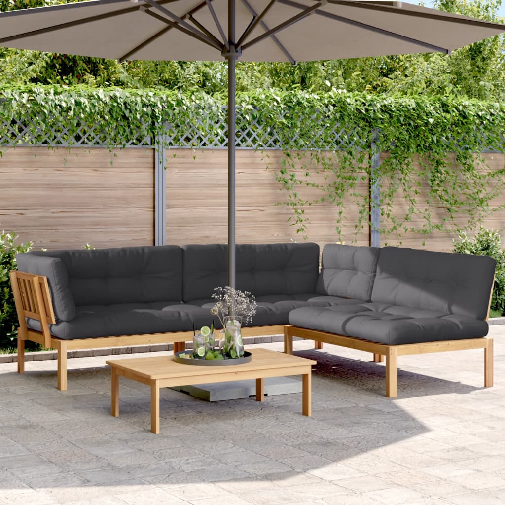 4-delige Loungeset pallet met kussens massief acaciahout is nu te koop bij PeponiXL, paradijselijk wonen!