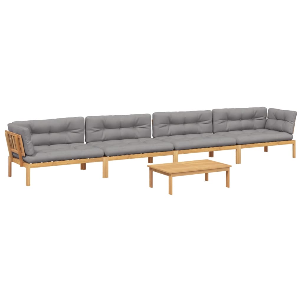5-delige Loungeset pallet met kussens massief acaciahout is nu te koop bij PeponiXL, paradijselijk wonen!