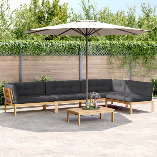 5-delige Loungeset pallet met kussens massief acaciahout is nu te koop bij PeponiXL, paradijselijk wonen!