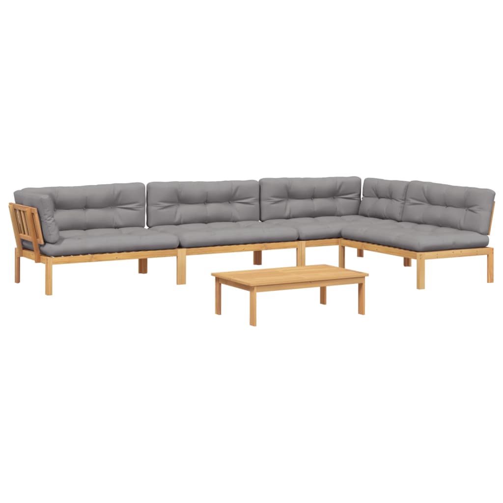 5-delige Loungeset pallet met kussens massief acaciahout is nu te koop bij PeponiXL, paradijselijk wonen!